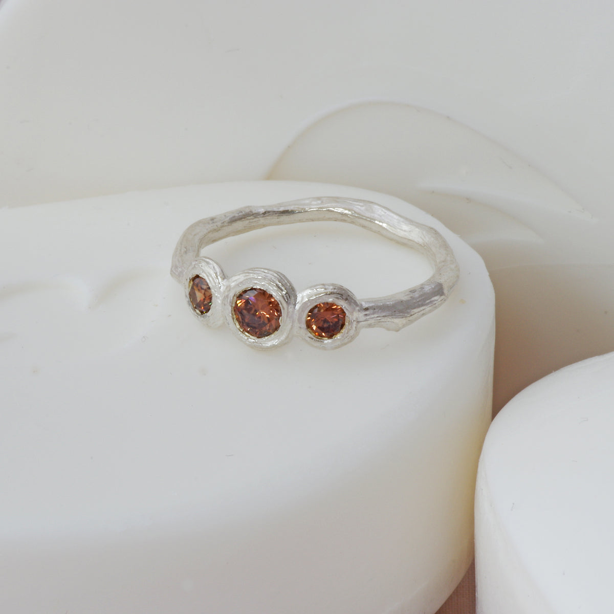 Coloured Gem Set Three Stone Ring