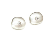 Load image into Gallery viewer, Sterling Silver And Diamond Pebble Earrings
