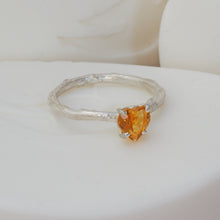 Load image into Gallery viewer, Heart Shaped Citrine gemstone mounted into a silver solitaire ring Ring
