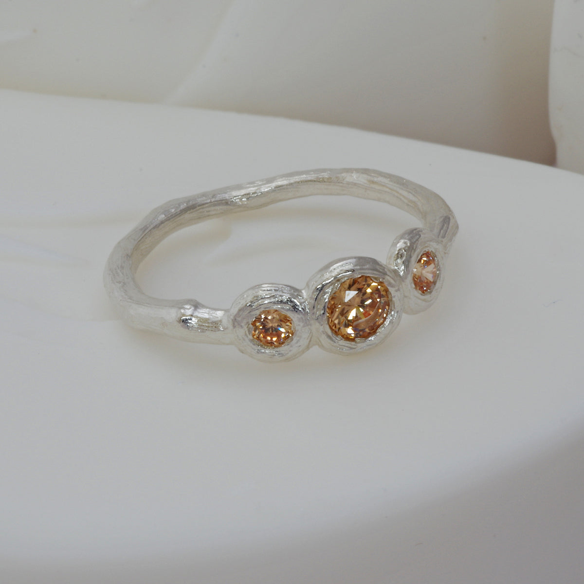 champagne diamond coloured cz ring