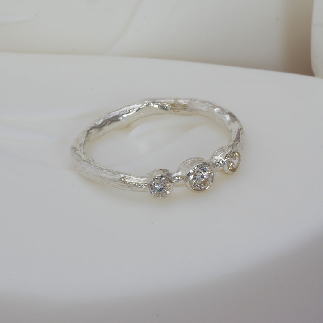 Sterling Silver and Diamond Ring