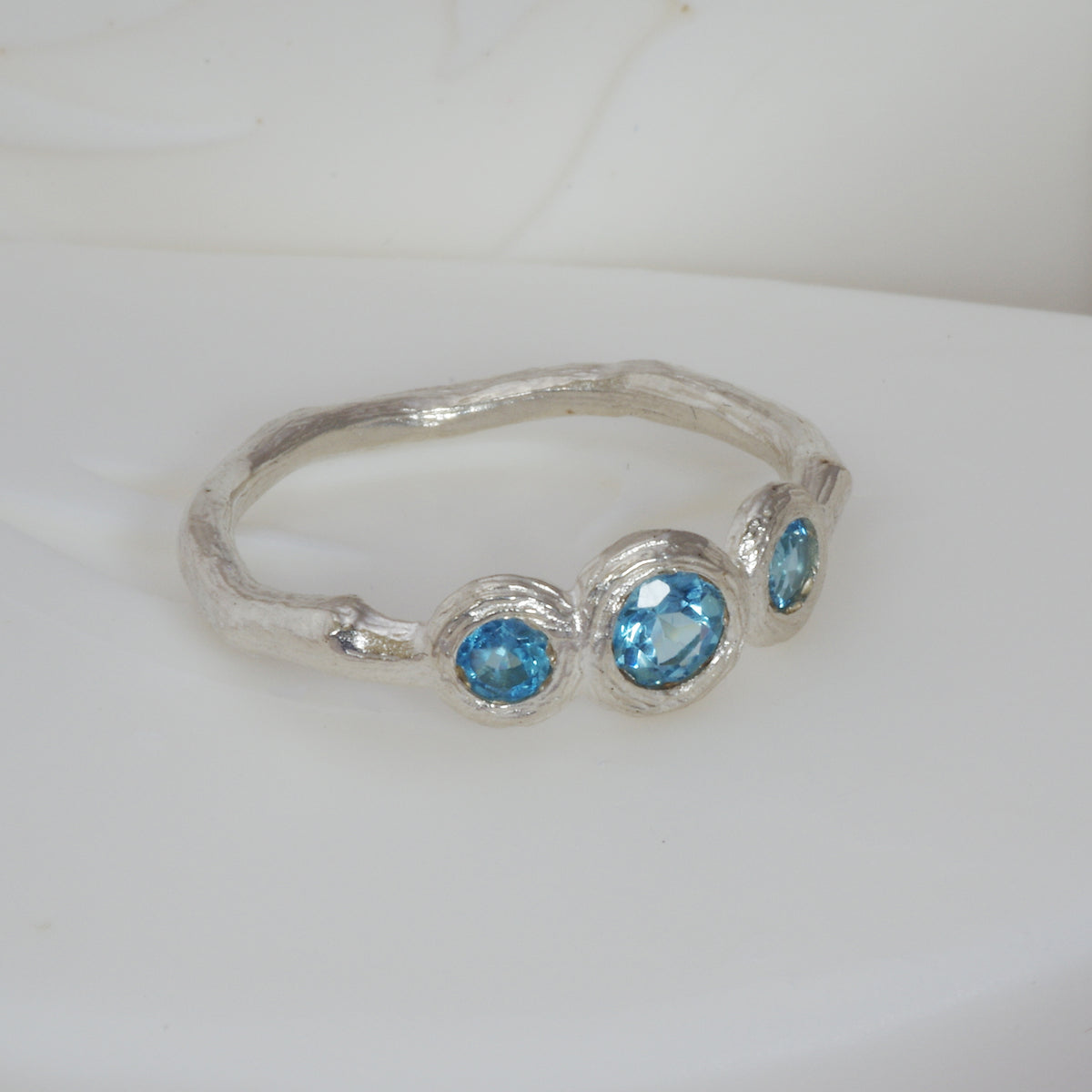 Coloured Gem Set Three Stone Ring