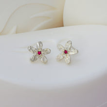 Load image into Gallery viewer, ruby and silver earrings
