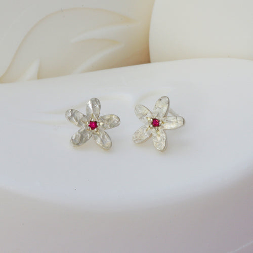 ruby and silver earrings