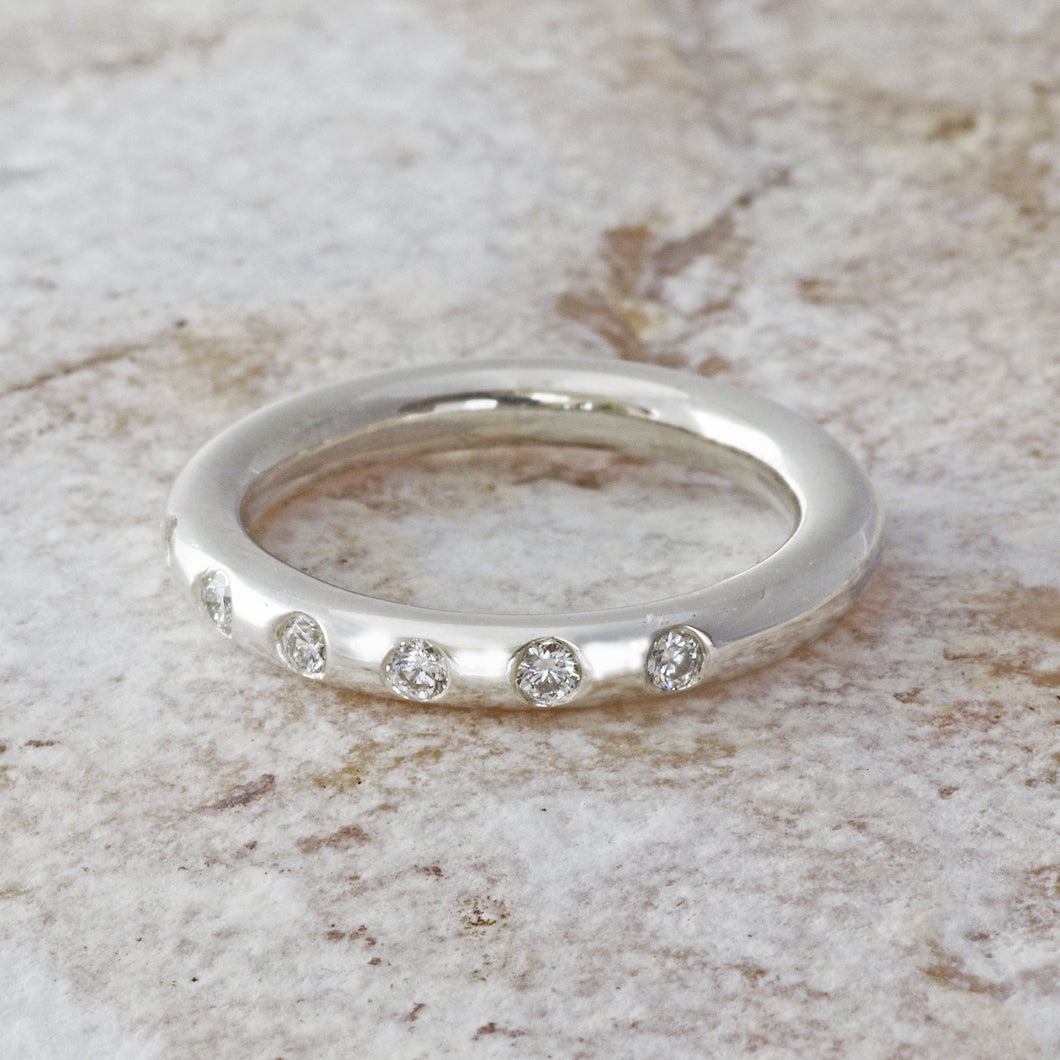 Sterling Silver  Diamond Set 'Curtain Ring'