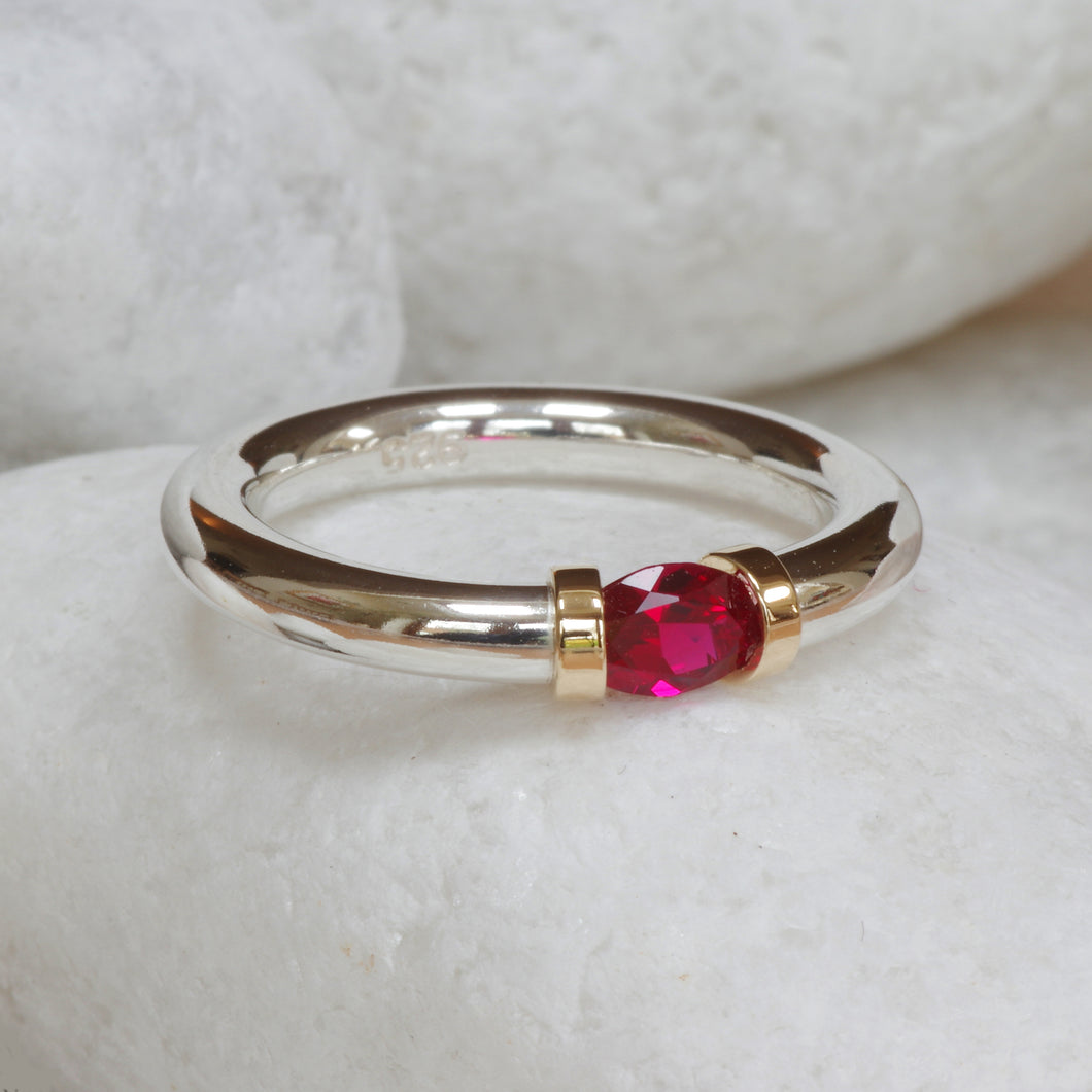 Lab Created Sterling Silver and Ruby Tension Ring