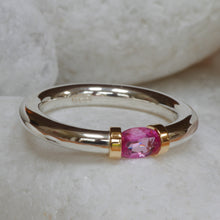 Load image into Gallery viewer, Natural Pink Sapphire in a Silver and Gold Ring

