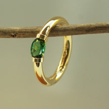 Load image into Gallery viewer, 18 carat Gold Tension Ring With a High Grade Green Tourmaline
