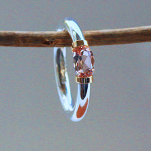 Load image into Gallery viewer, Morganite Tension Set Ring In Sterling Silver And Gold
