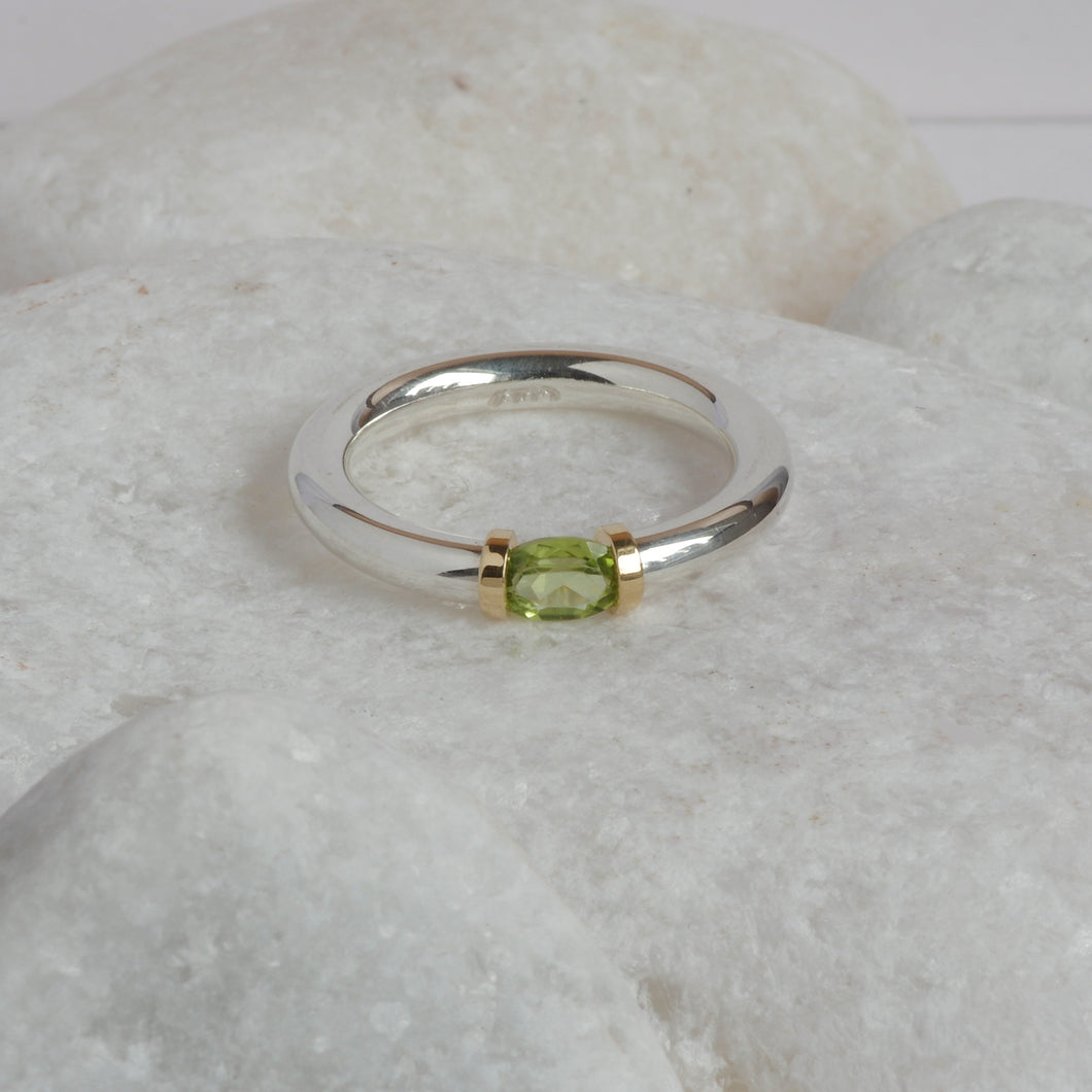 Peridot Dress Ring In Silver and Gold