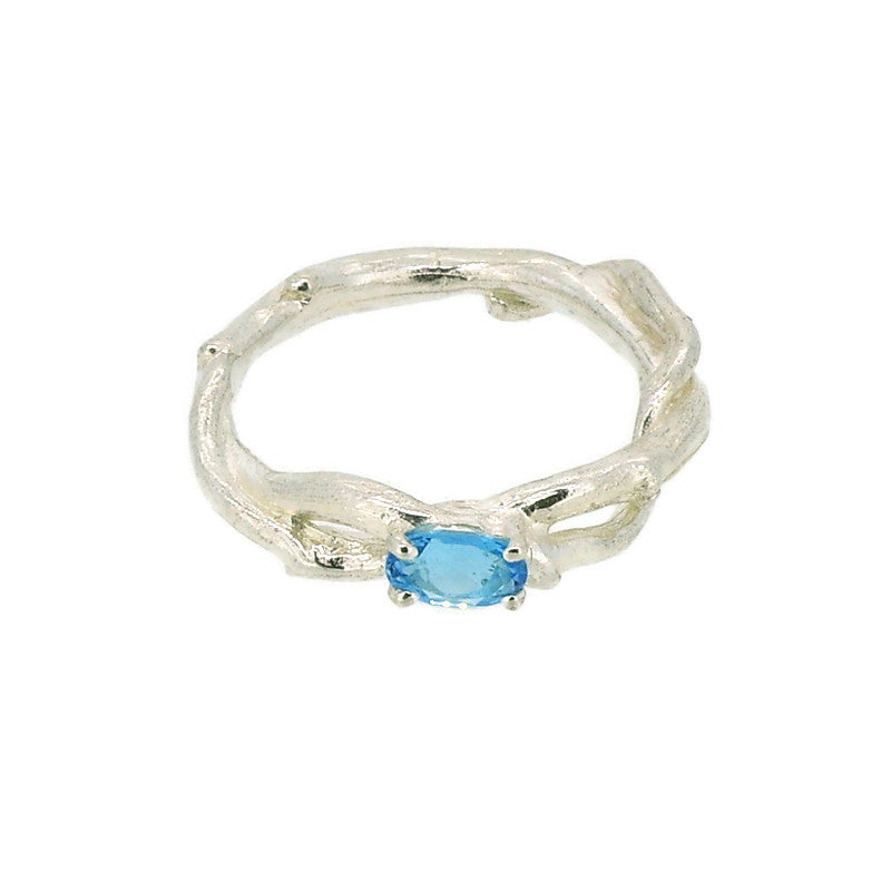 Blue Topaz and Silver Organic Ring