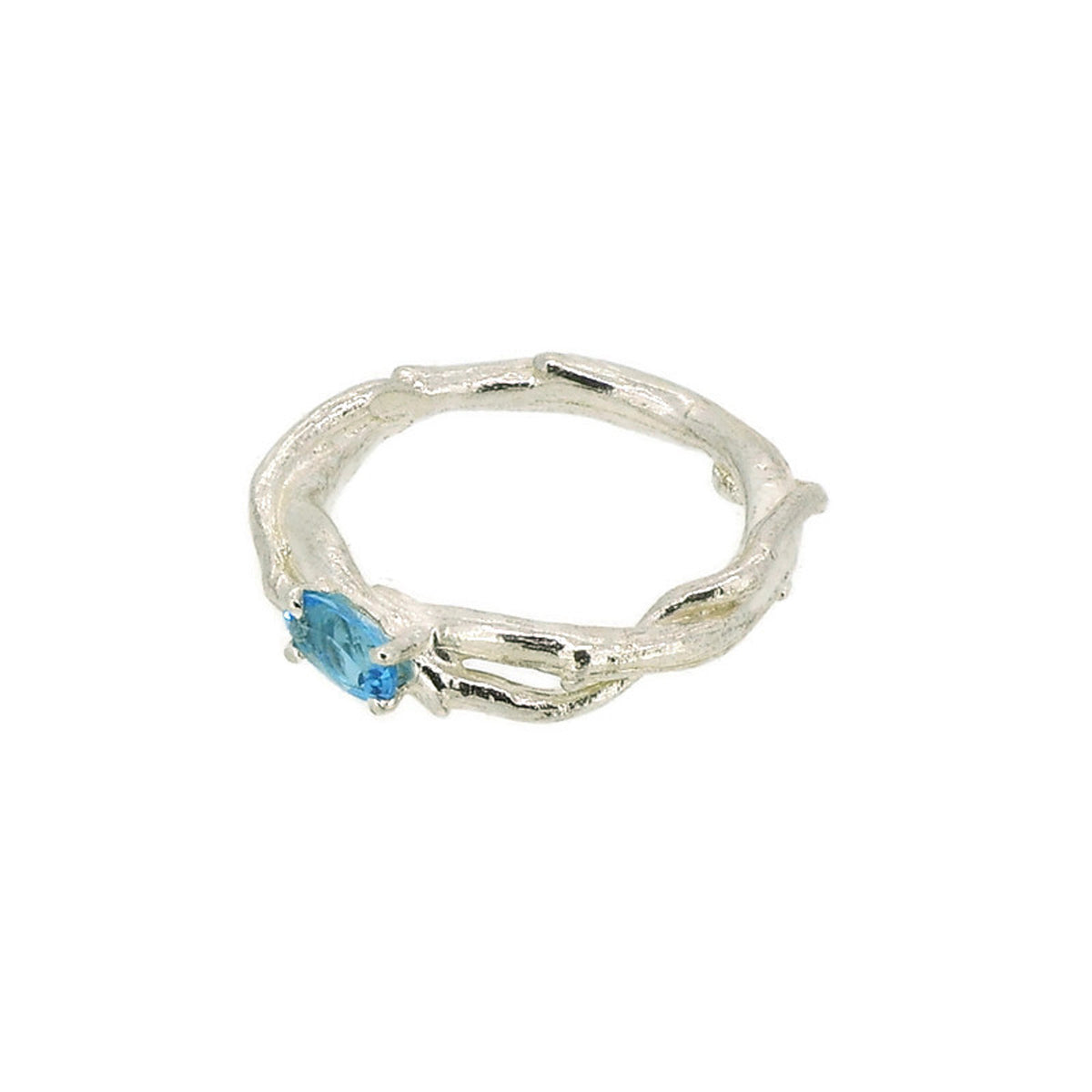 blue topaz organic silver ring