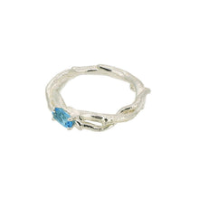 Load image into Gallery viewer, blue topaz organic silver ring
