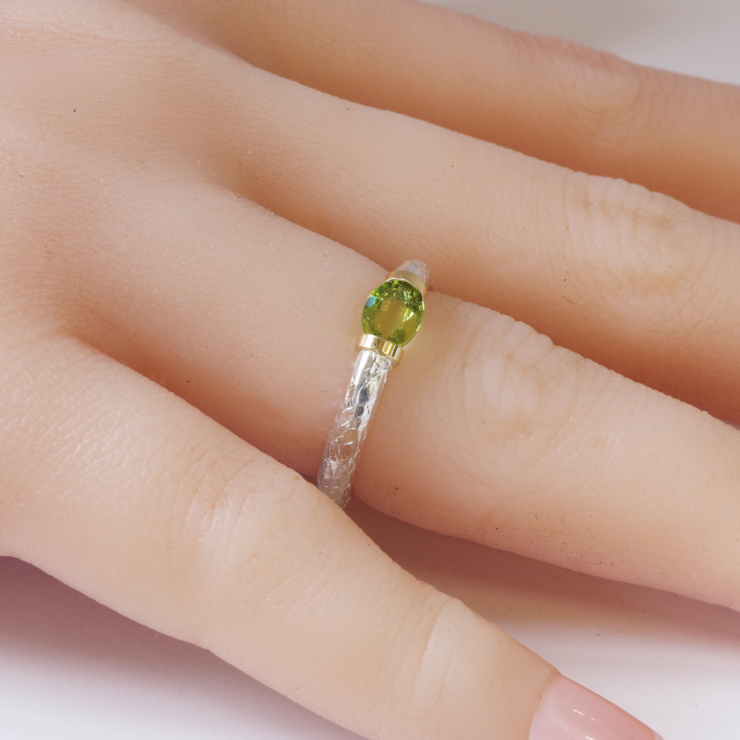 Hand Made Sterling Silver and Peridot Ring