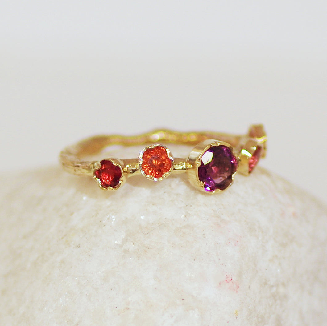 Multi Coloured Garland Ring with Tourmaline and Sapphire