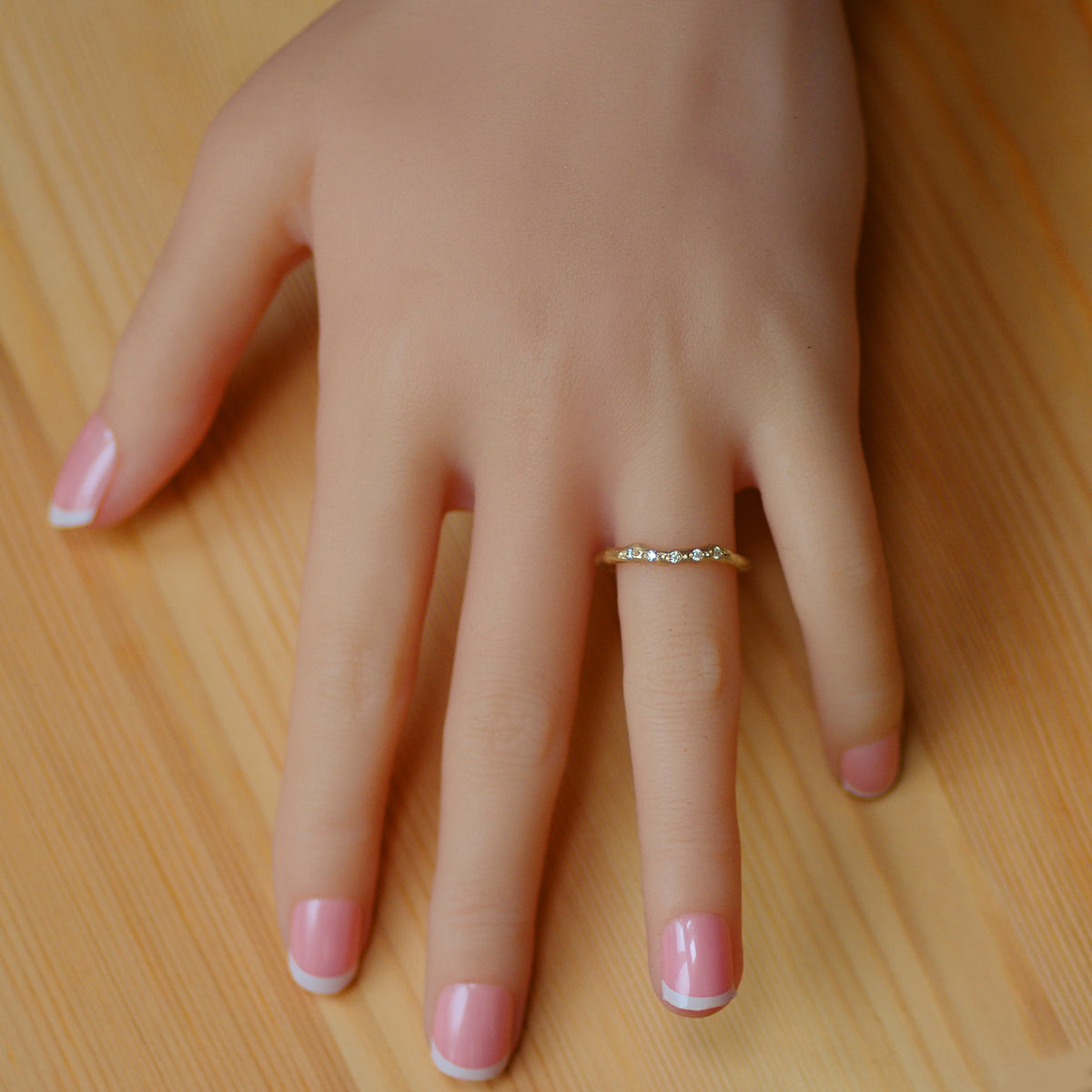 9 carat Yellow Gold Twig Ring Set With 5 Diamonds