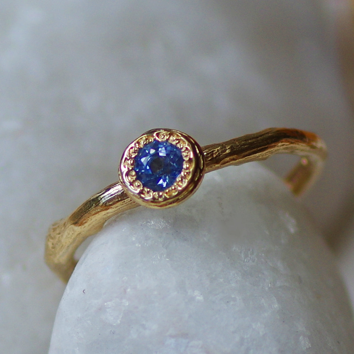9 Carat Yellow Gold Ring Set With a Ceylon Sapphire