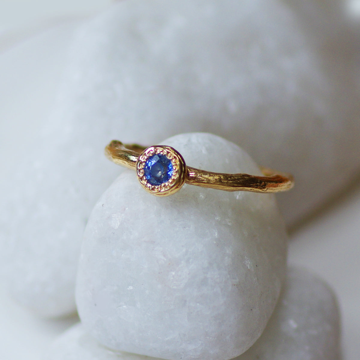 9 Carat Yellow Gold Ring Set With a Ceylon Sapphire