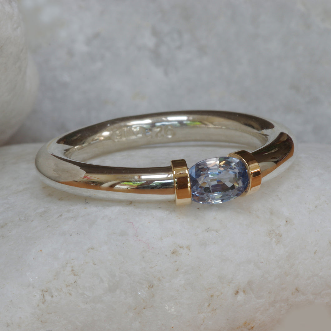 Pale Blue Sapphire Tension Ring