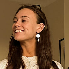 Load image into Gallery viewer, Freshwater Pearl Hand Engraved Silver Earrings
