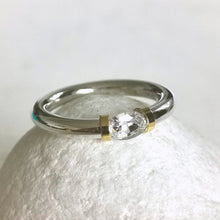 Load image into Gallery viewer, White Sapphire Sterling Silver and Gold Tension Ring

