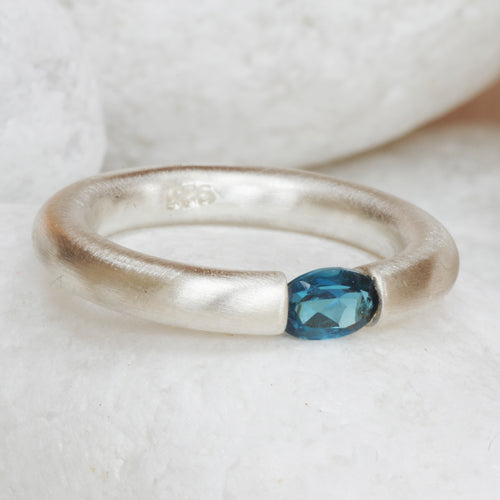 Oval London Blue Topaz Tension Ring