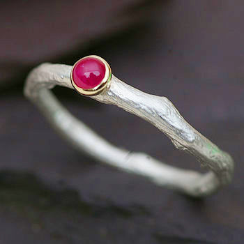 Ruby Ring in a Gold Setting on a Silver Band