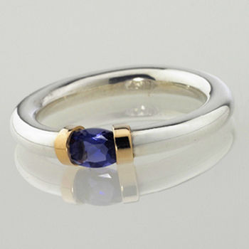 Silver Tension Ring with an Iolite.