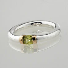 Load image into Gallery viewer, Peridot Dress Ring In Silver and Gold
